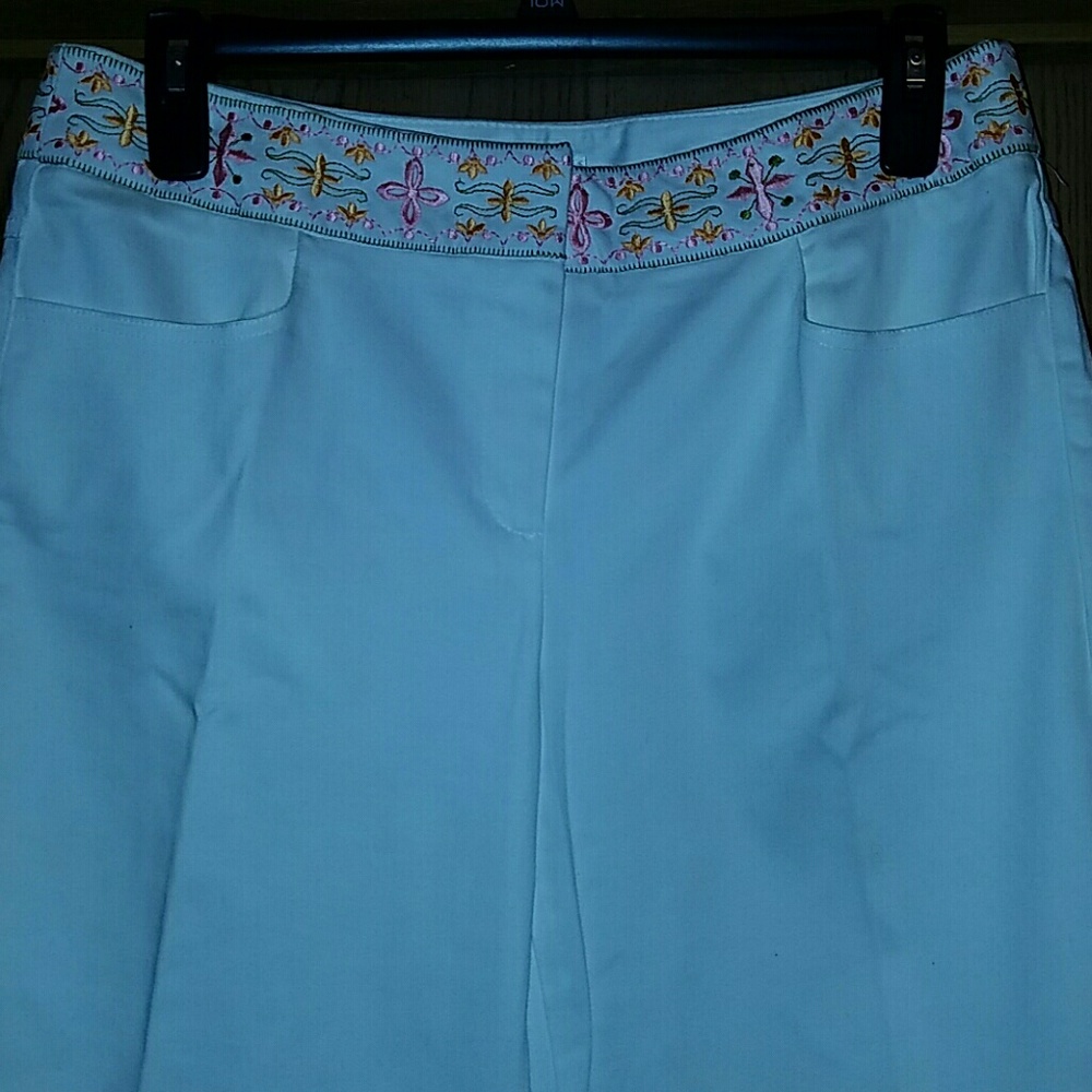 Talbots white embroidered pants